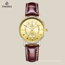 Top Quality Women′s Quartz Watch with Brown Lether Strap 71040